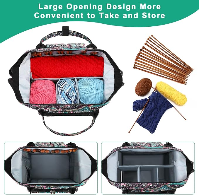 crochet bag,knitting bagBackpack and Tote Bag Storage Bag ，Large capacityYarn Storage Organizer Travel Crochet Bag Women Carrying Crochet Accessories Knitting Needles Crochet - Image 3