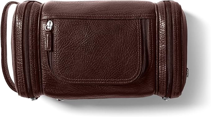 Leatherology Premium Espresso Multi Pocket Toiletry Bag – Full-Grain Leather Travel Dopp Kit with Multiple Zippered Compartments | Spacious, Durable Organizer for Toiletries & Grooming Essentials by Leatherology