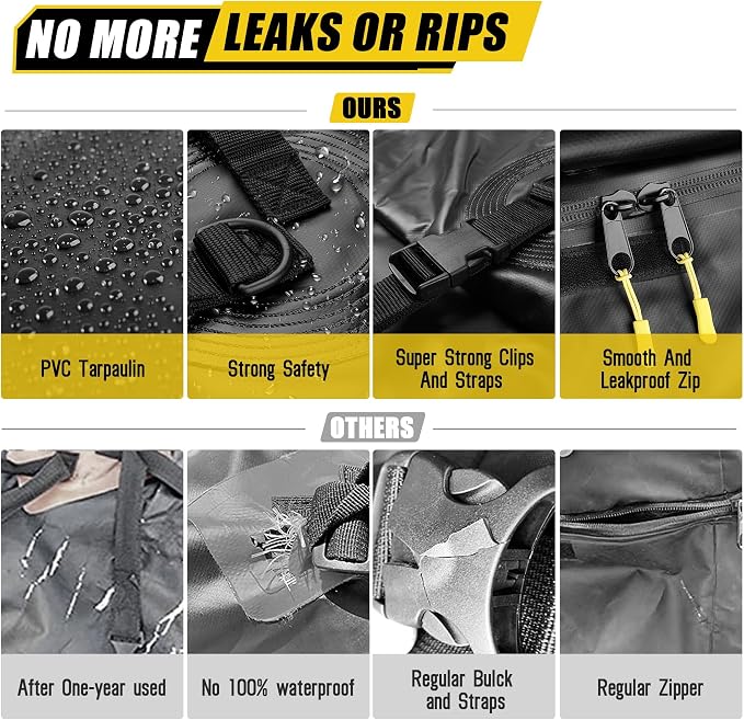 ARKSEN Rooftop Cargo Carrier Bag Extra-Wide 31.5 Cubic Feet Waterproof Heavy Duty Car Roof Rack Bag for Full-Size Cars with 10 Reinforced Straps, 6 Door Hook Straps & Anti-Slip Mat - Image 6