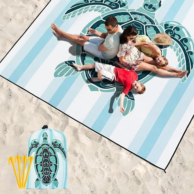 HIHOHO Beach Blanket Waterproof Sandproof Extra Large Beach Mat 79" X 83"/120"x108"for 1-8 Adults Quick Drying Durable Outdoor Picnic Mat for Beach Travel Camping Hiking - Image 6