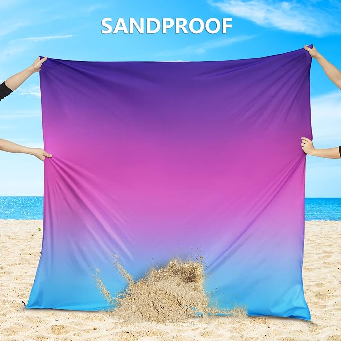 AISPARKY Beach Blanket Waterproof Sandproof Extra Large, Oversized Beach Mat, Quick Drying&Compact&Lightweight, Picnic Blankets Vacation Essentials for Outdoor Beach Camping (108" X 120" (8 Person)) - Image 5