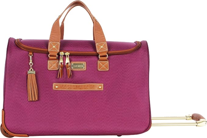 Steve Madden Designer Carry On Luggage Collection - Lightweight 20 Inch Duffel Bag- Weekender Overnight Business Travel Suitcase with 2- Rolling Spinner Wheels (Global Purple) - Image 5