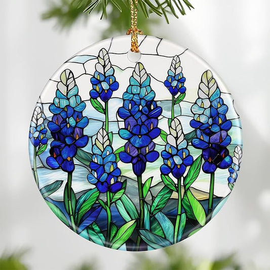 Texas Bluebonnet Wildflowers Ornament, Christmas Ornament – Christmas Tree Decor, Holiday Decoration, Stocking Stuffer, Festive Gift Idea, Gifts for Flower Lover, Friends, and Family