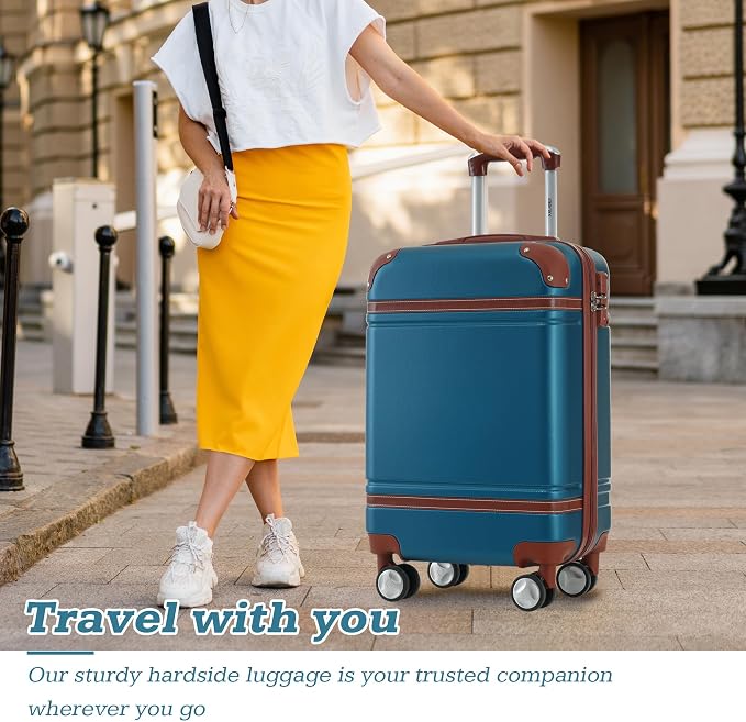 Merax Luggage Set,24 IN Hardside Suitcase with Duffel Bags,3 Piece Expandable Luggage with Spinner Wheels, Vintage Luggage with TSA Lock Lightweight,(Blue) - Image 7
