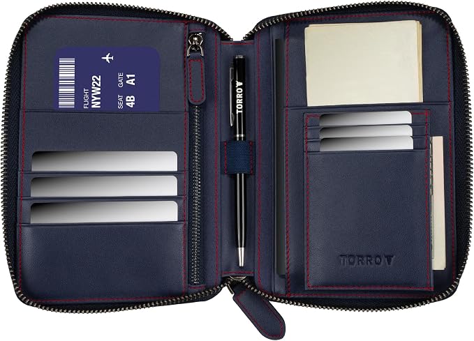 TORRO Travel Wallet – Genuine Leather Travel Organiser with Passport Holder and Detachable Cardholder - Image 2