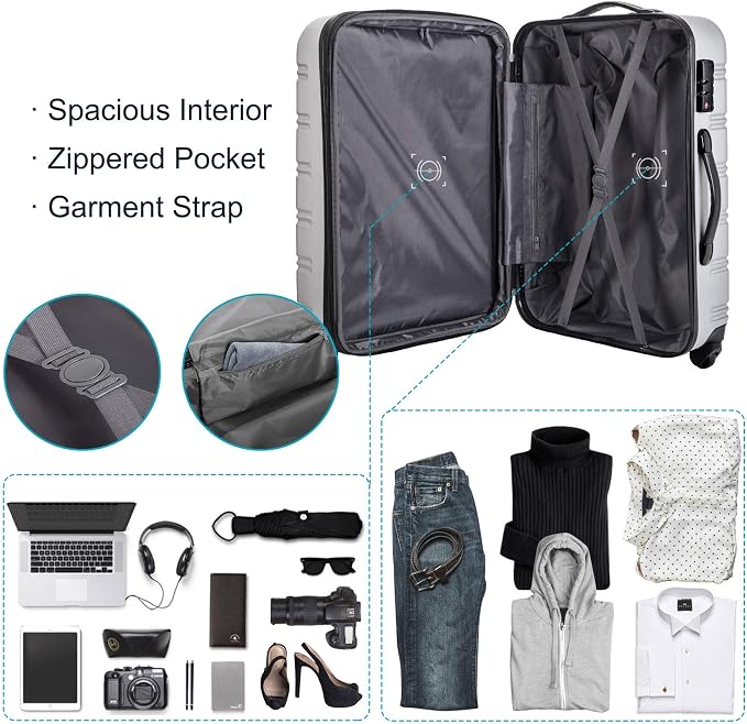 Merax Luggage Sets 3 Piece Suitcase Set 20/24/28,Carry on Luggage Airline Approved,Hard Case with Spinner Wheels,Blue - Image 6
