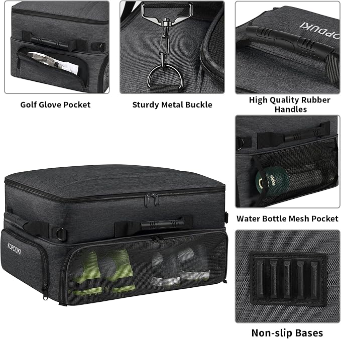 Extra Large Golf Trunk Organizer, Golf Gifts for Men Golfers, 20"x 14"x 10" 2 Layer Golf Trunk Organizer for Car, Water-resistant with Ventilated Compartment for 2 Pair Shoes and More Golf Accessories - Image 4