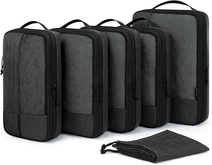 BAGSMART Compression Packing Cubes for Travel, 6 Set Luggage Organizer Bags | Fits 20/24/28in Carry-On Suitcases, Compressible Bags Streamline Cruise Travel Essentials, Sturdy Handles, Machine Washable by BAGSMART
