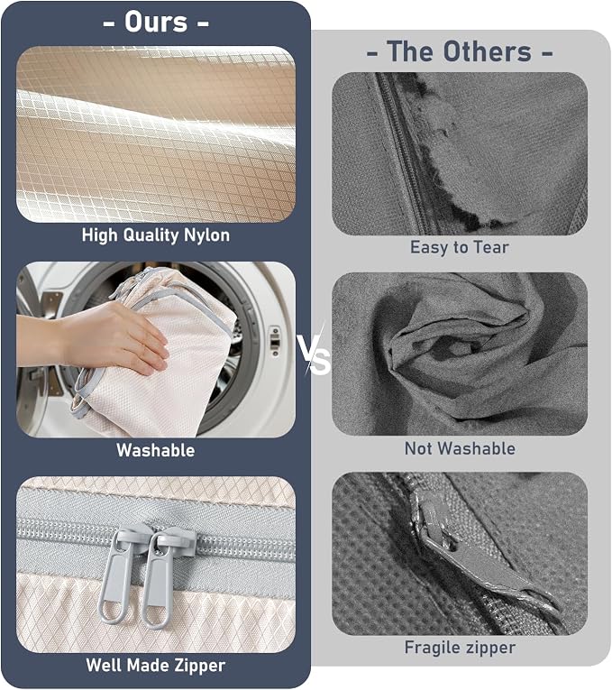 DIMJ Comforter Storage Bag - 100L Large Capacity Blanket Storage Compression Bags, Washable Space Saving Self Compression Organizer with Window Handles, Space Saver for Clothes, Bedding, Sheet - Image 6