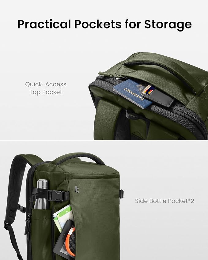 tomtoc 28/40L Travel Backpack, TSA Carry On/Personal Item Bag Flight Approved, Water-resistant Carry on Luggage, PFAS Free - Image 7