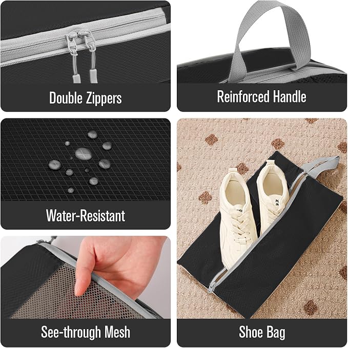 WOOMADA Compression Packing Cubes for Suitcases Travel Essentials 6 Set Rectangle Mesh Expandable Travel Bags Organizer for Luggage - Image 6