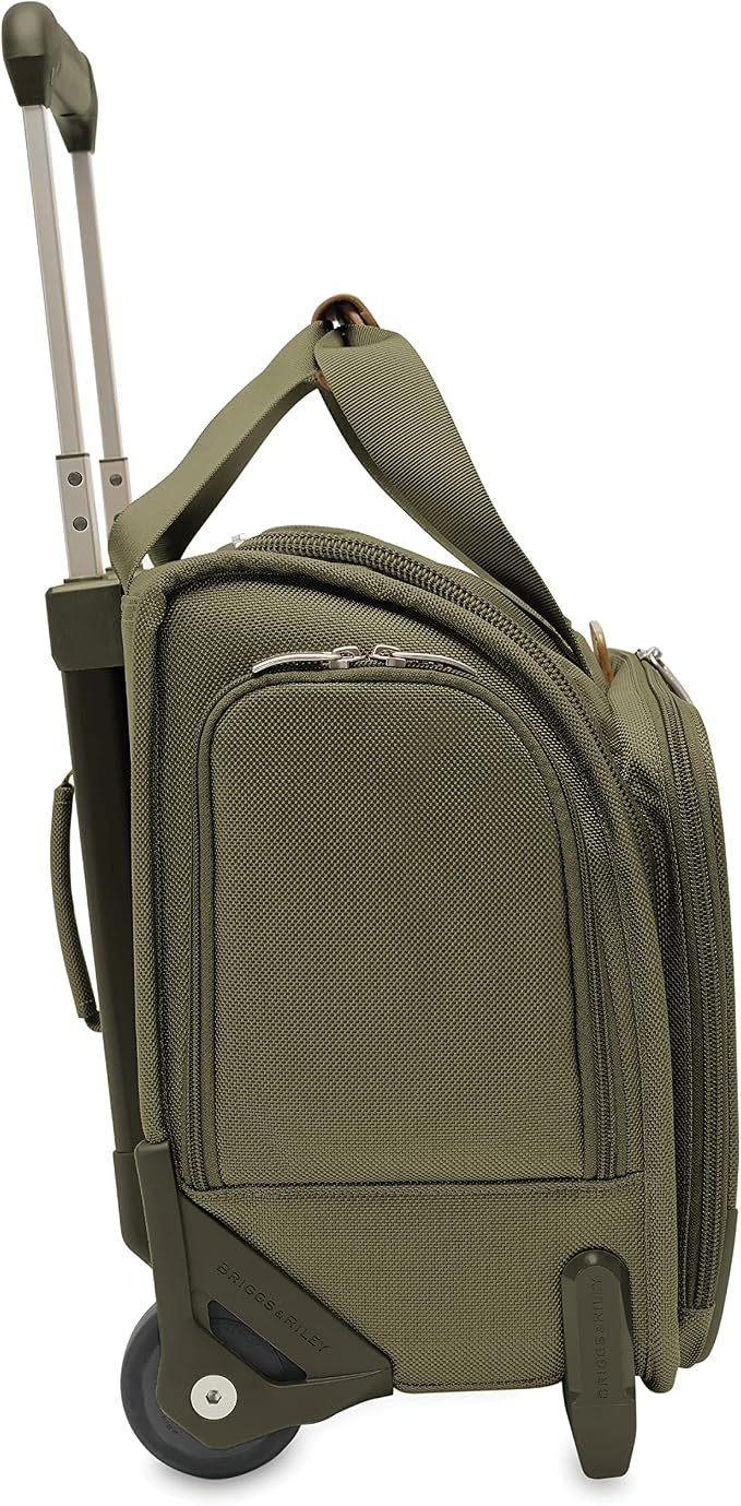 Briggs & Riley 2-Wheel Cabin Bag - Carry On Luggage for Travel, Suitcases with Wheels, Softside Rolling Bag for Men & Women, Interlocking Handle, Self-Repairing Zipper - Baseline Collection, Olive - Image 7
