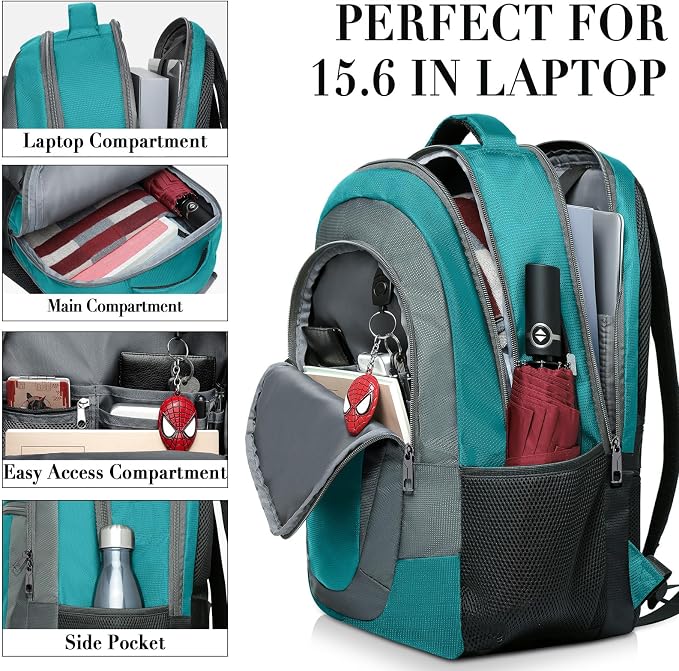 BIKROD Travel Laptop Backpack for Men and Women, Backpacks for School Teen Boys, Business Anti Theft Slim Sturdy Back Pack, Adult Computer Bag Gift 15.6 IN Laptop - Image 3