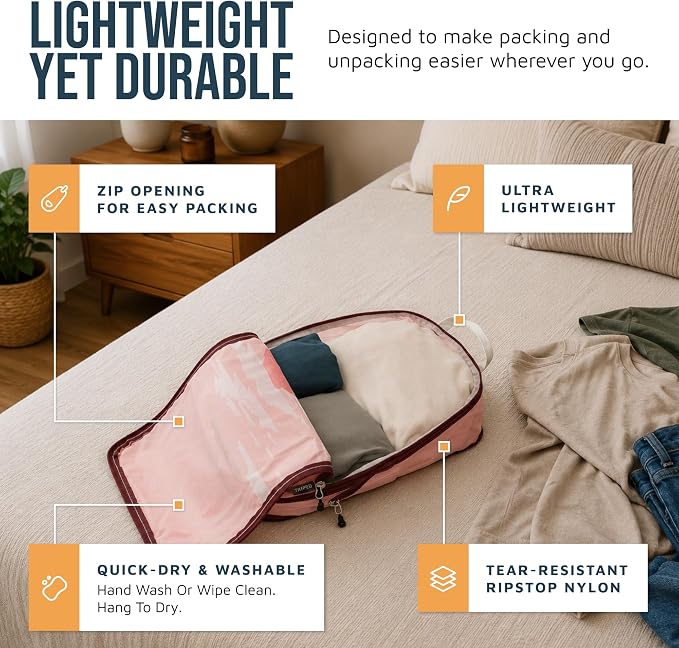 Large Compression Packing Cubes for Travel-Packing Cube Luggage Organizers 7 Piece Set for Checked Luggage-Ultralight, Expandable/Compression Bags by TRIPPED Travel Gear (Getaways) - Image 3