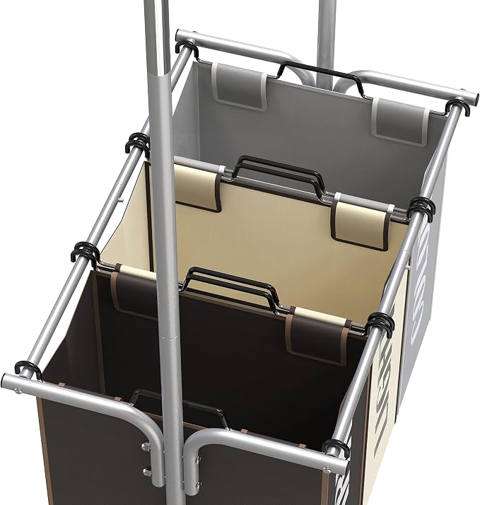 Simple Houseware 3 Bags Laundry Sorter Cart with Hanging Rod, Multi Color | Extendable Width from 30.6 to 48", Removable 3-Section Laundry Basket - Image 4