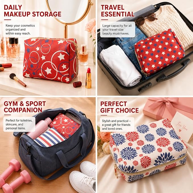 FoldTier 6 Pcs Star Makeup Bags Bulk for Women Travel Cosmetic Bag with Zipper Organizer Toiletry pouch 8.7 x 5.9 x 3.9 Inch Pencil Pouch for Back to School Party Favor - Image 6