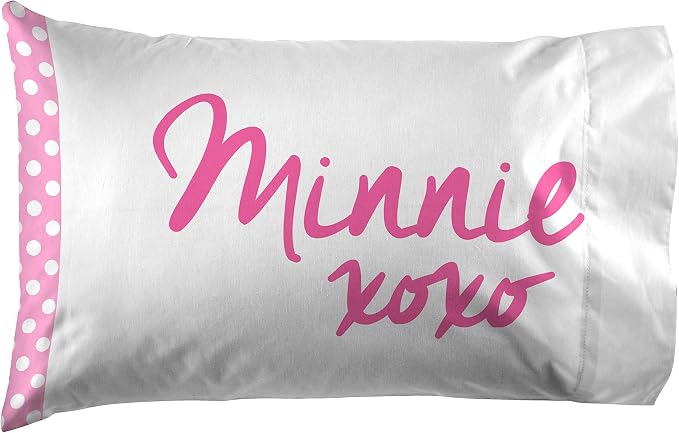 Jay Franco Kids Sheet Set with Fitted, Flat Sheets & Pillow Cover - Ultra-Soft Bedding with Pillowcase for Room Decor, White - Minnie Mouse, 3 Piece Twin - Image 4
