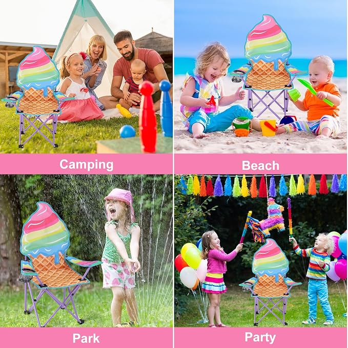 KABOER Kids Outdoor Folding Camping Chair with Cup Holder Carrying Bag | Portable Camping Chair for Beach Picnic Camping Travel Lawn Ages 3-10 - Image 6
