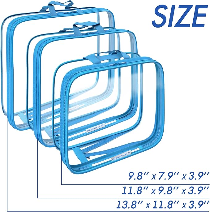 Clear Compression Packing Cubes 3 Set - Bags for Travel - Luggage Cube Organizer - Blue - Image 3
