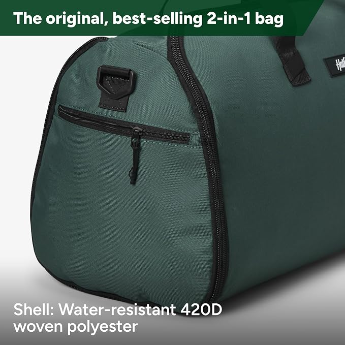 Halfday Convertible 2-in-1 Garment Duffel Weekender Bag 45L: Wrinkle-Free Travel (Hanging Suit Compartment, Shoe Pockets, Trolley Sleeve), Durable & Water-Resistant Carry-on, Hunter - Image 5