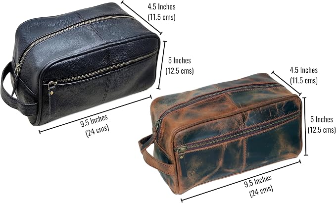 jaald Personalized Genuine Leather Toiletry Bag for Men - Dopp Kit Gift with Embossing Options, Ideal Birthday, Anniversary, Wedding, Father & Groomsmen Gift, Travel bag, Shaving bag - Image 3