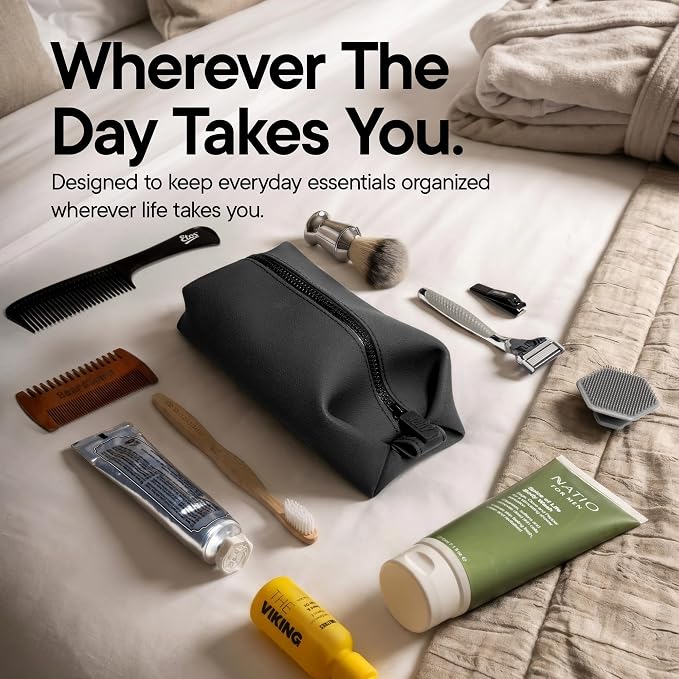 TOOLETRIES The Koby Dopp Kit, Premium Silicone Toiletry Bag for Men, Compact Leak-Resistant Travel Organizer with Heavy-Duty Zipper, Easy-to-Clean Grooming Bag – Lite 9" x 4.5" x 4.5", Charcoal - Image 7