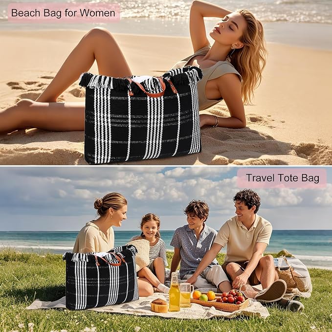 IBFUN Neoprene Bag, Large Multipurpose Beach Bag Neoprene Tote Bag with Inner Pocket for Women/Pool - Image 7