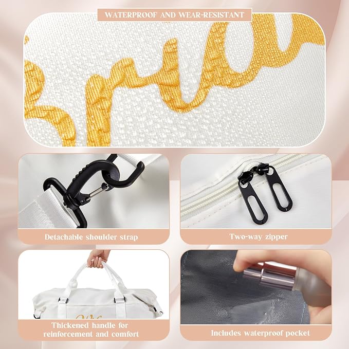 Sanwuta 4 Pcs Bride Groom Duffel Bag Set 2 Honeymoon Travel Bags with 2 Toiletry Pouches Weekender Gym Tote for Couple Wedding Engagement Valentines His Hers Gifts Bridal Shower Gifts - Image 4