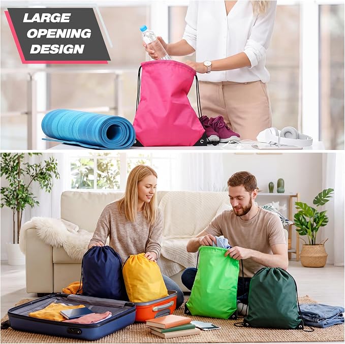 Shappy 300 Pcs Drawstring Backpack Bulk Sports Gym Cinch Bag Polyester String Bag for Men Women (15 Colors) - Image 5