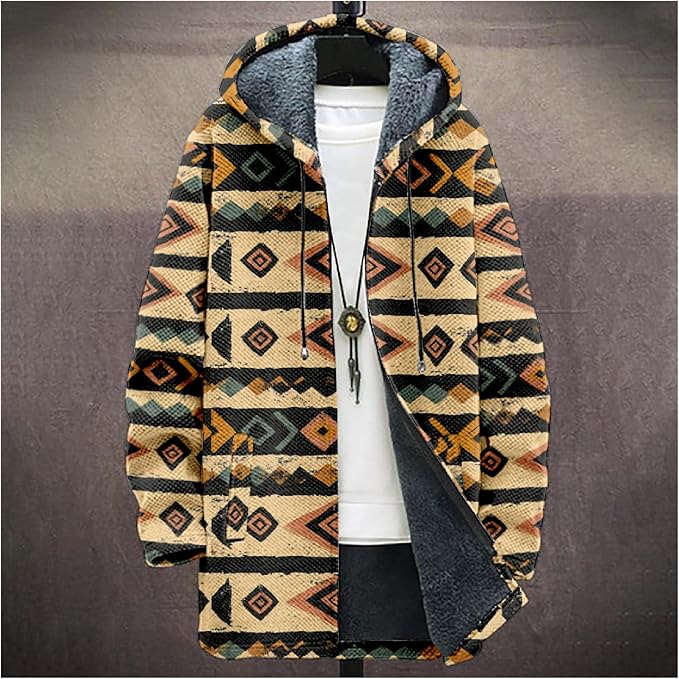 Full Zip Hoodies for Men Long Fleece Lined Knitted Hoodies with Pockets Fashion Coat Warm Cardigan for 2024