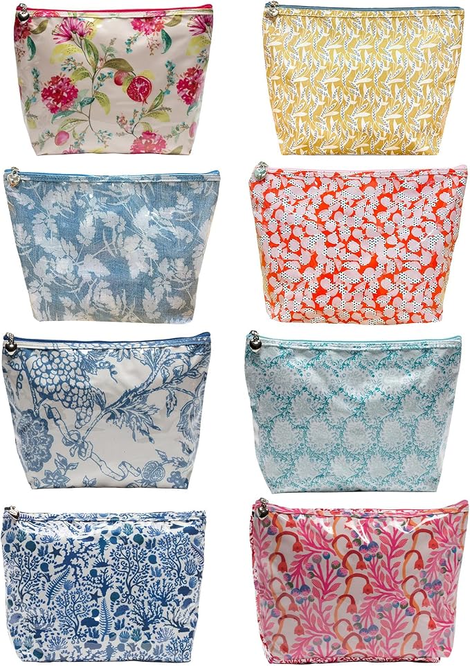 Jacaranda Living Medium Cosmetic Bag – Waterproof PVC-Lined Makeup & Toiletry Bag for Women, Zipper Organizer for Skincare, Cosmetics & Travel Essentials, Pomegranate - Image 11