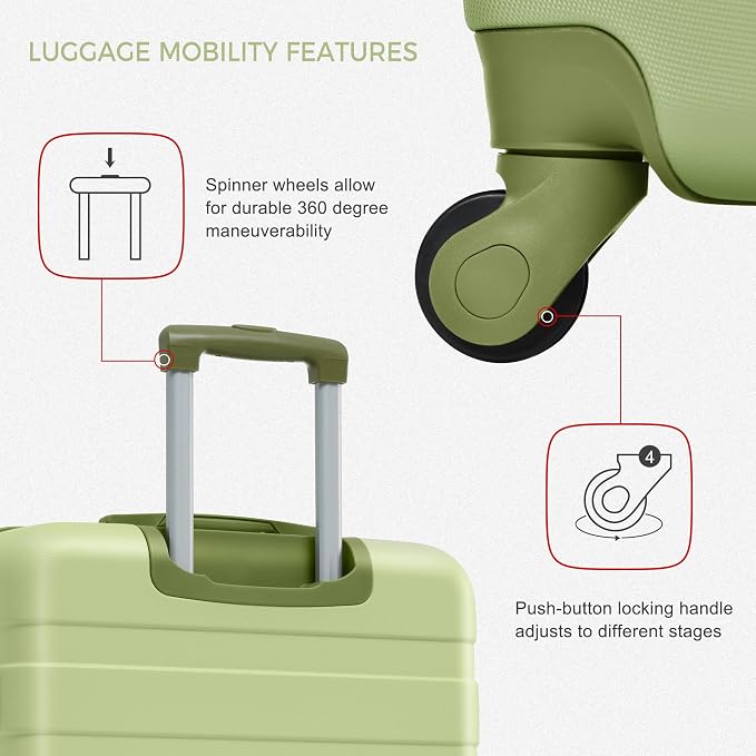 3 Pcs ABS Hardshell Luggage Sets Spinner Wheel Suitcase Set TSA Lock Suit Case - Image 5