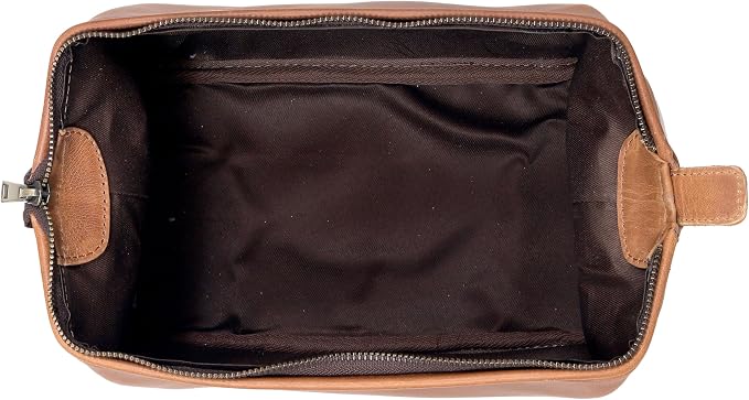 HLC Leather Toiletry Bag for Men Best Gift Premium Genuine Leather Dopp Kit Shaving Kit Organizer Travel Kit Pouch Bag for Men Large Size (TAN) - Image 6
