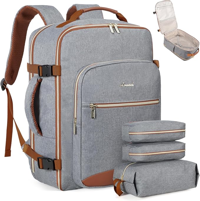 LOVEVOOK 50L Travel Backpack Flight Approved Carry on Backpack,3 Packing Cubes,Waterproof Personal Item Travel Bag,TSA Carry on Luggage Suitcase Travel Essentials,Gifts for Women & Men,fits 18" Laptop by LOVEVOOK