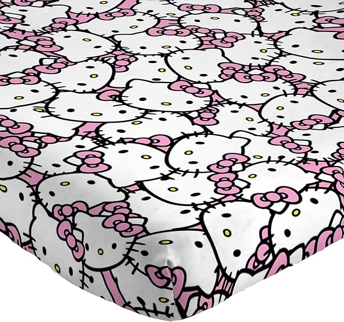 Jay Franco Sheet Set with Fitted, Flat Sheets & Pillow Cover - Ultra-Soft Bedding with Pillowcase for Room Decor, Multi - Hello Kitty, 4 Piece King - Image 2