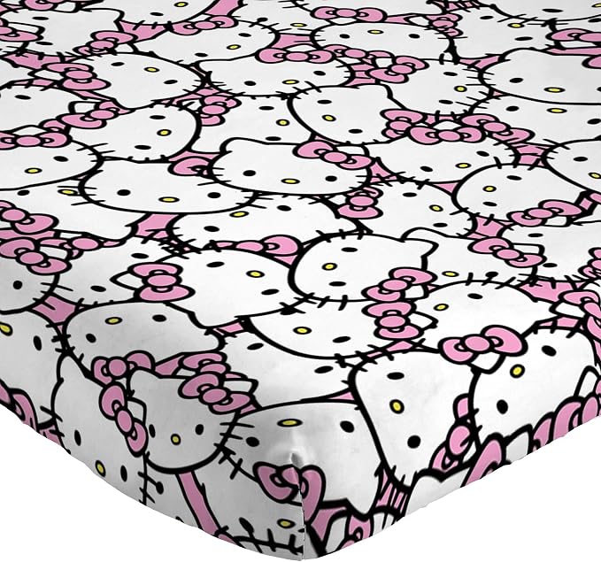 Jay Franco Sheet Set with Fitted, Flat Sheets & Pillow Cover - Ultra-Soft Bedding with Pillowcase for Room Decor, Multi - Hello Kitty, 4 Piece Full - Image 5