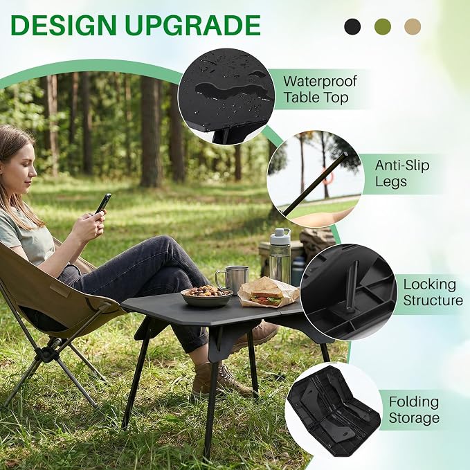 TOPCHANCES Folding Camping Table, Ultralight Aluminum Portable Table with Adjustable Height, 2-in-1 Carry Bag for Outdoor Picnic, Travel, Beach, BBQ & Festival (Black) - Image 3