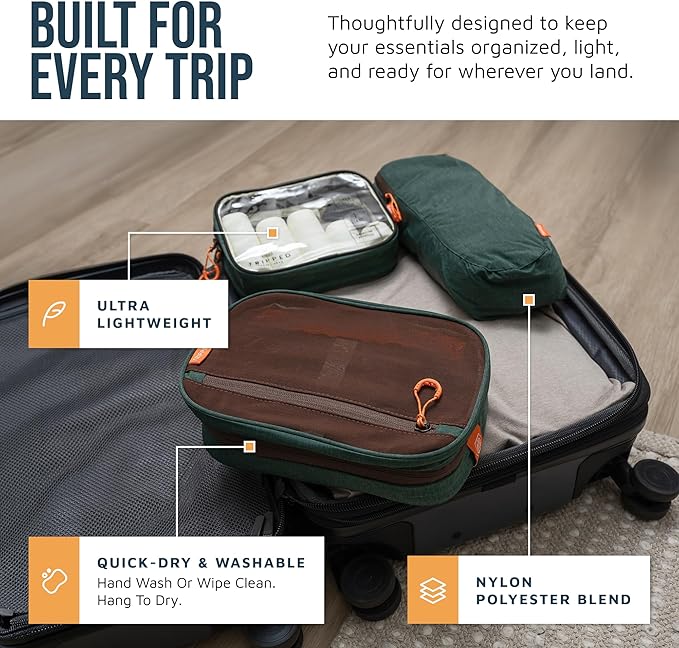 Toiletry Bag Kit 3 Piece Set: Hanging Travel Toiletry Bag + 311 TSA Cosmetic Liquid Bag + Accessory Organizer Pouch - Image 2