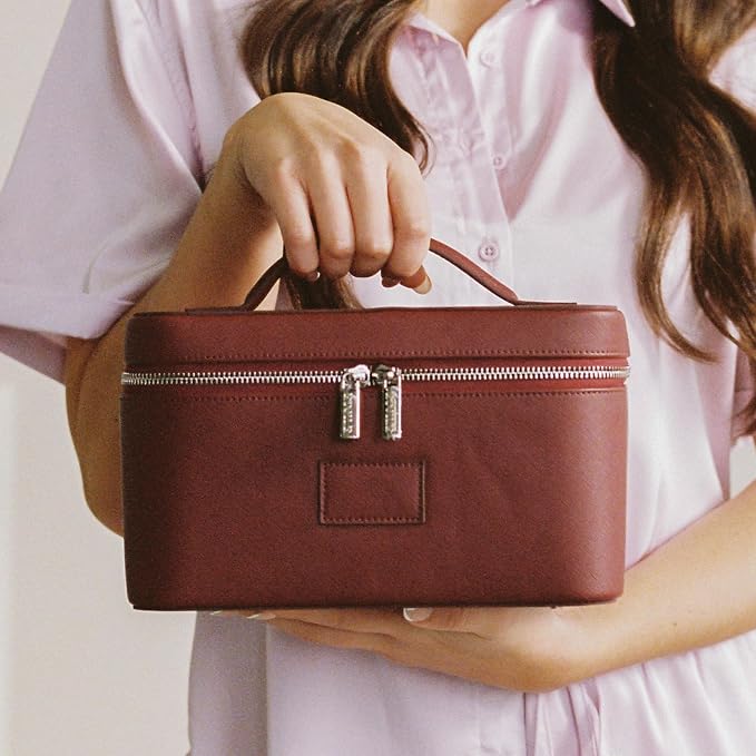 ETOILE - Vanity Case Burgundy - Stylish Travel Makeup Bag Organizer with Dividers - Image 7