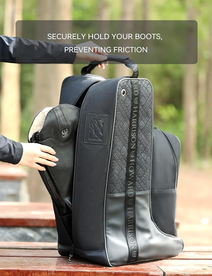 Harrison Howard Tall Boot Bag Equestrian Boot Travel Bag for Storing Helmet, Horse Whip Accessories Boot Storage Bag Black - Image 7