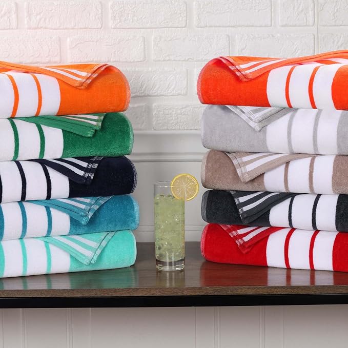 Superior Cotton Cabana Striped Beach Towels, Colorful Towels for Adult, Kid, Pool, Swimming, Sand, Travel, Large Oversized, Absorbent, Fast Drying, Bath Basics, Cabana Collection, 1 Piece, Red - Image 11