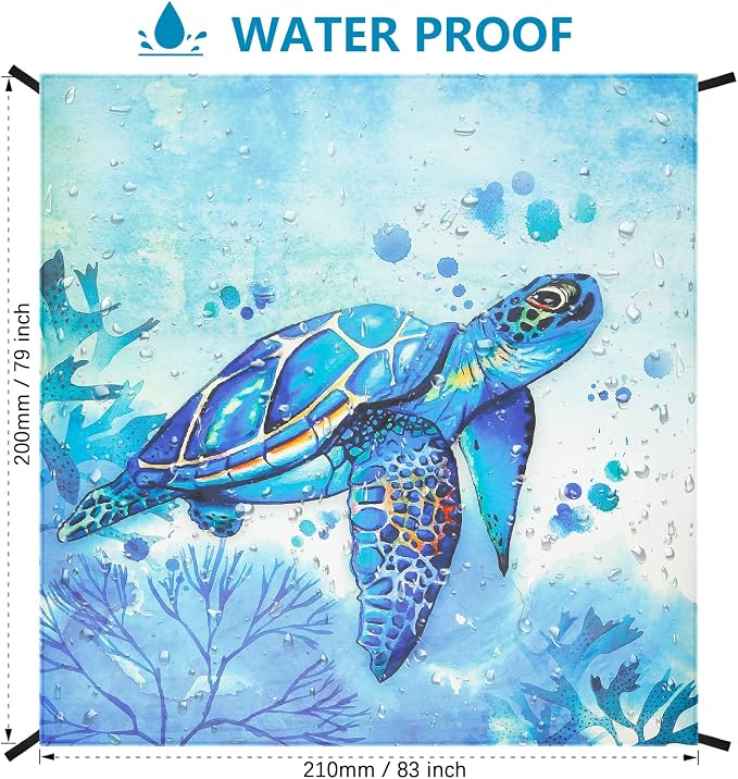 HIHOHO Beach Blanket Waterproof Sandproof Beach Mat 79”x 108” for 1-8 Adults Quick Drying Durable Outdoor Picnic Mat for Beach Festival Travel Camping Hiking (Seaturtle-Medium, 79"×108"(6 Person)) - Image 3