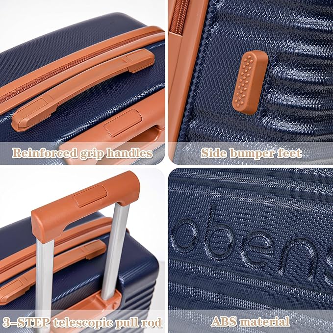 5 Piece Luggage Sets with Spinner Wheels and Tsa Lock, Hardshell ABS Suitcase Set, Lightweight Hardside Waterproof Travel Suitcases for Men Women, 20", 24", 28" DarkBlue - Image 4