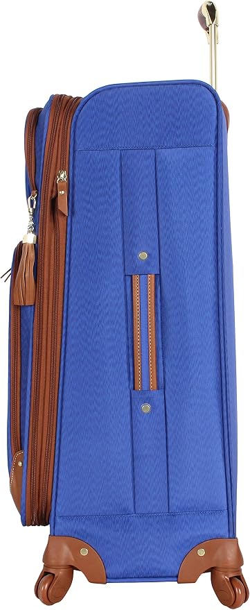 Steve Madden Designer Luggage Collection - Expandable 28 Inch Softside Bag for Men & Women - Durable Lightweight Checked Suitcase with 4-Rolling Spinner Wheels (Global Blue) - Image 3