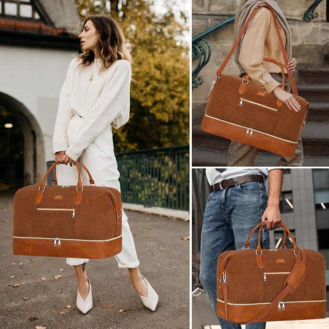 ITIEZY Weekender Overnight Bag for Women - Large Travel Duffel Bag with Shoe Compartment, Gym Duffel Bag Hospital Bag Carry On Tote Bags for Airplanes with Crossbody Bag Toiletry Bag 3Pcs Set - Image 6