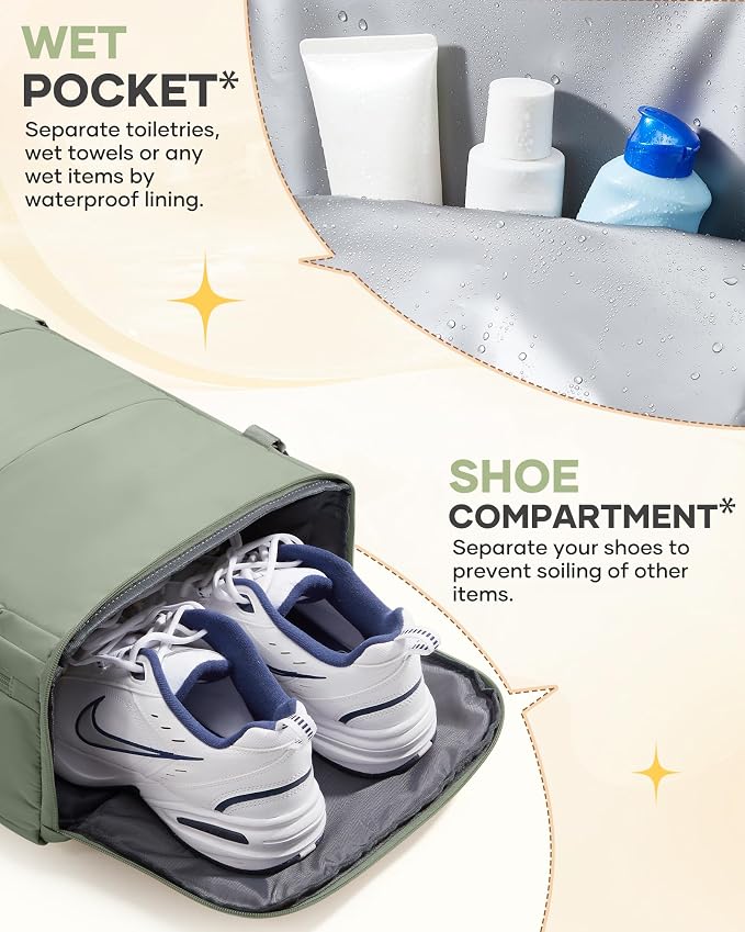 coofay Large Travel Backpack For Women Men Airline Approved Carry On Backpack Flight Approved Waterproof Sports Luggage Backpack Casual Daypack Small Hiking Backpacks Grey Green - Image 6