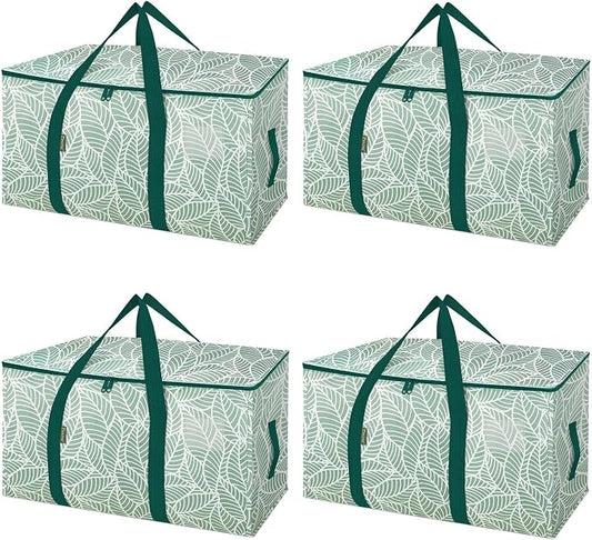 BALEINE 4-Pack Oversized Moving Bags with Reinforced Handles, Heavy-Duty Storage Tote for Clothes, Moving Supplies (Antique Folidage, 4-Pack) by BALEINE