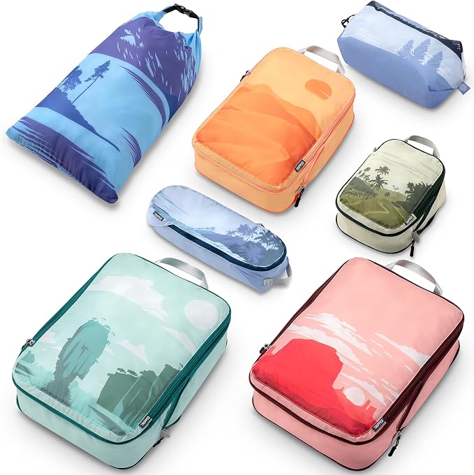 Large Compression Packing Cubes for Travel-Packing Cube Luggage Organizers 7 Piece Set for Checked Luggage-Ultralight, Expandable/Compression Bags by TRIPPED Travel Gear (Getaways) - Image 8