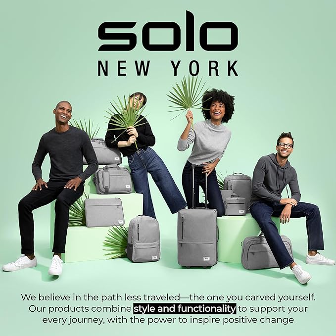 Solo New York Travel Backpack for Women & Men - Lightweight Carry On Bag, Separate Shoe Compartment, Padded Straps, Fits 17.3" Computer - Everyday Max, Navy - Image 7