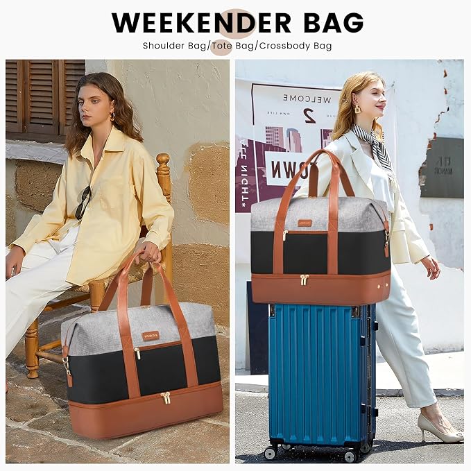 LOVEVOOK Weekender Bag for Women, Large Duffle Bag for Travel with 2 Packing Cubes, Carry on Overnight Bag with Shoe Compartment, Mom Hospital Bags for Labor and Delivery - Image 3